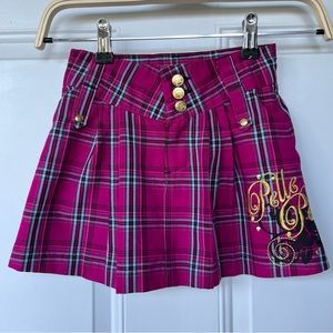 •PELLE PELLE• Girls Plaid Pleated Skirt - Size 6